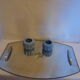 Large mirror engraved with handles tray double, vintage 50's