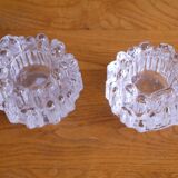 Pair of "polaris" glass candle holders by Goran Warff 1960