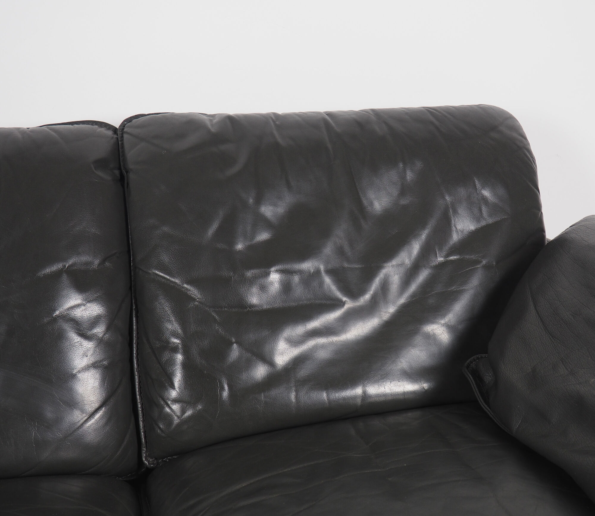 Vintage grey leather sofa from Leolux, 1980