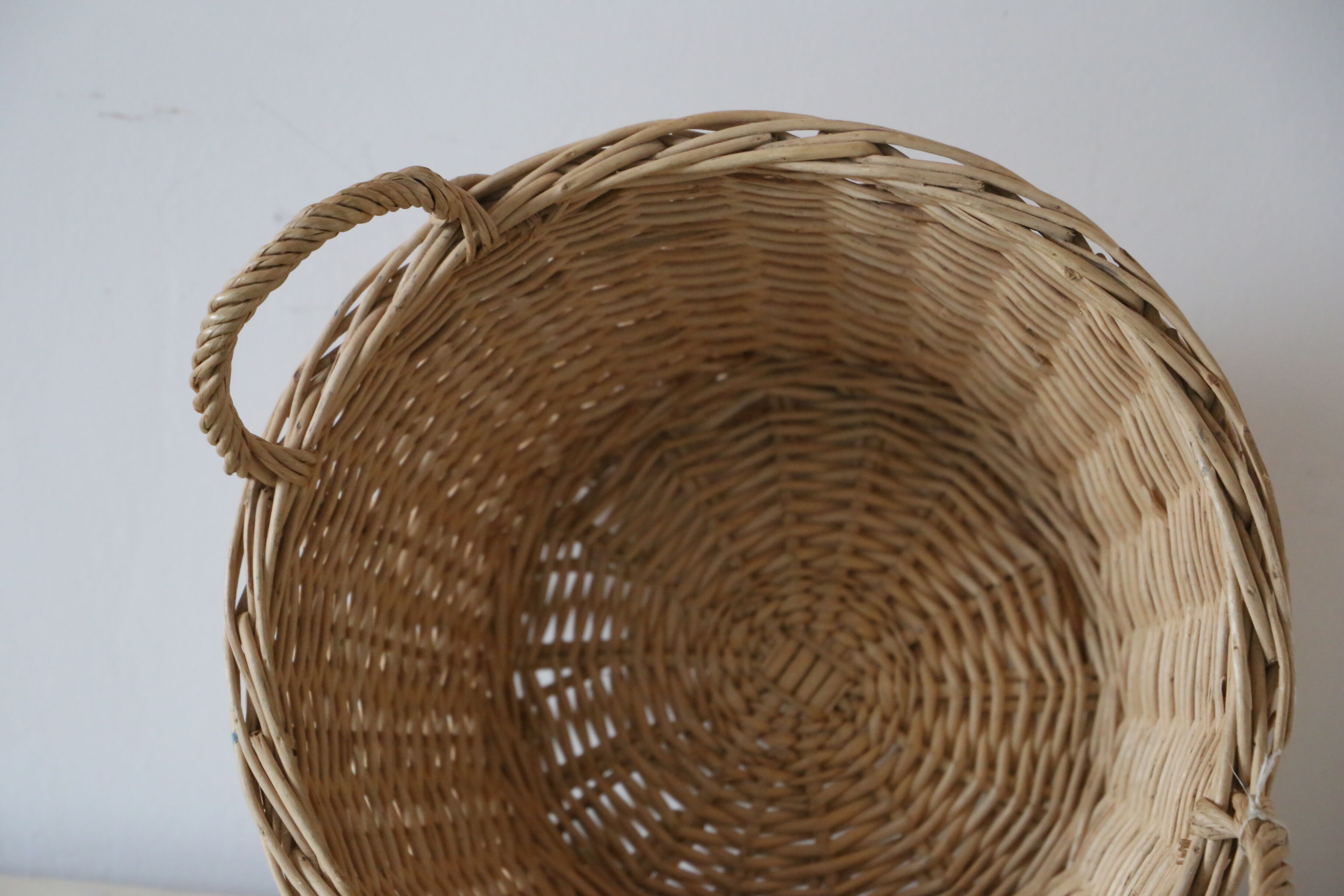 Wicker basket with two handles, vintage, french