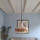 Retro flowerprinted pendant light, '70s