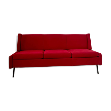 Antique Italian design fabric sofa from the 60s, vintage convertible