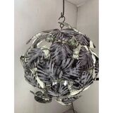 Contemporary brunito end white leaves sphere suspension pendant