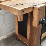 Old oak workbench cabinet with 1 door and 4 drawers
