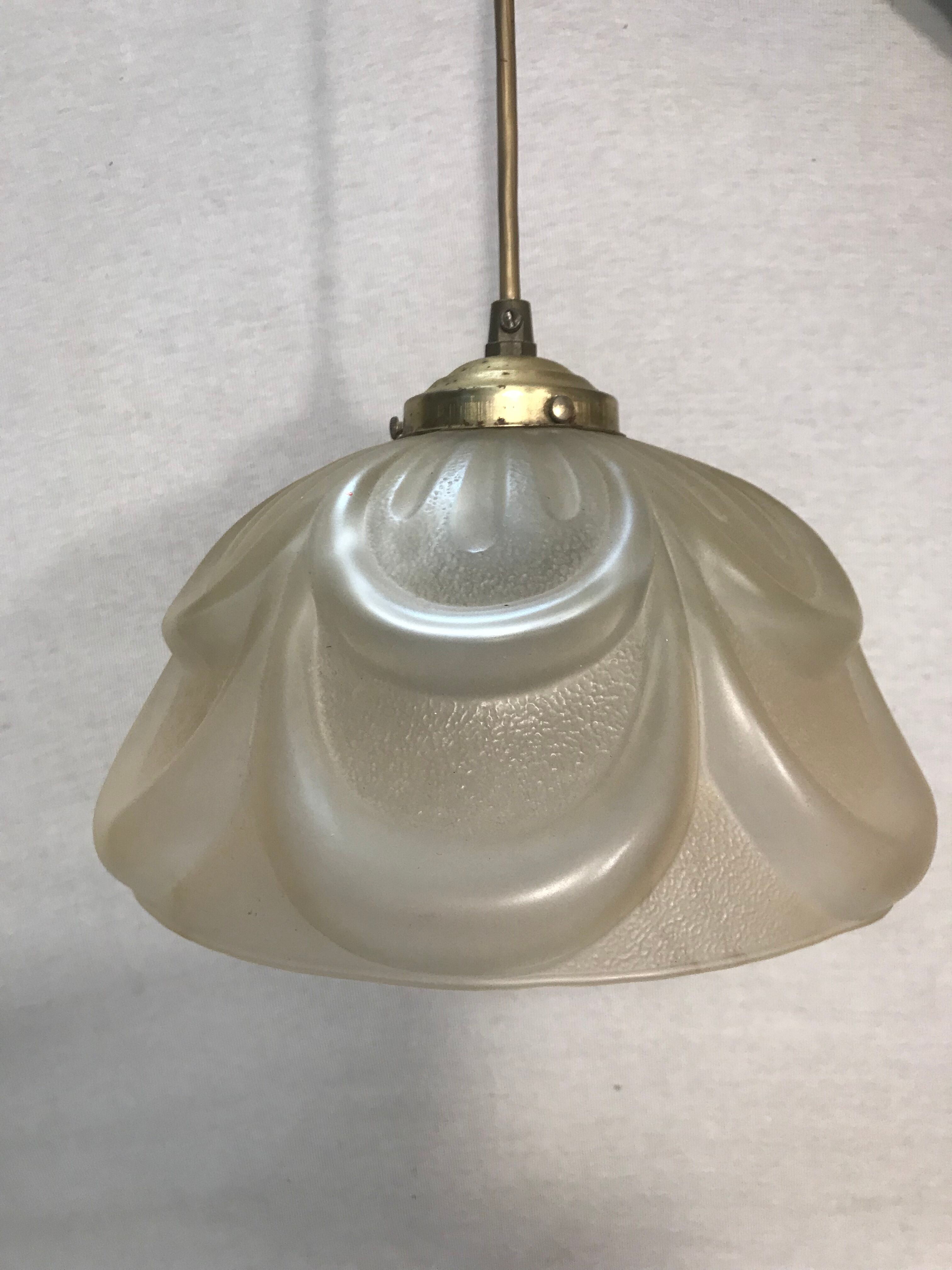 Old glass hanging moulded shape flowers 70 vintage years