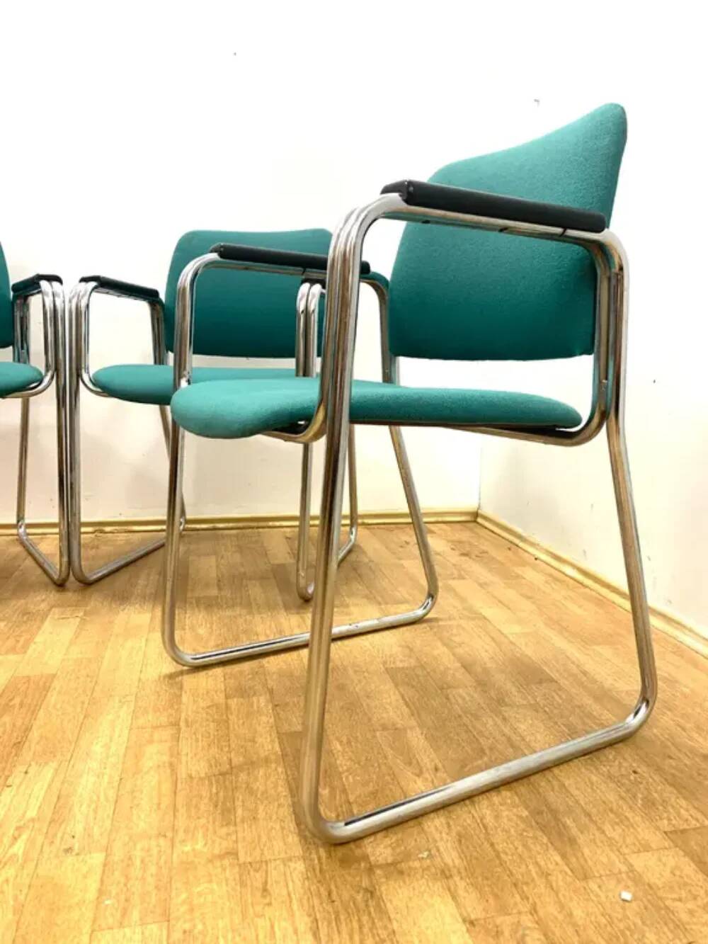 Retro armchairs with armrests, 1970s–80s, Czechoslovakia (set of 4)