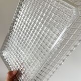 Plat en verre ciselé transparent ancien