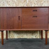 60s 70s teak sideboard Credenza cabinet Danish Modern Design Denmark 70s