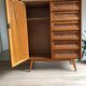 Wooden and rattan chest of drawers