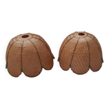 Set of 2 vintage wicker hanging decorations