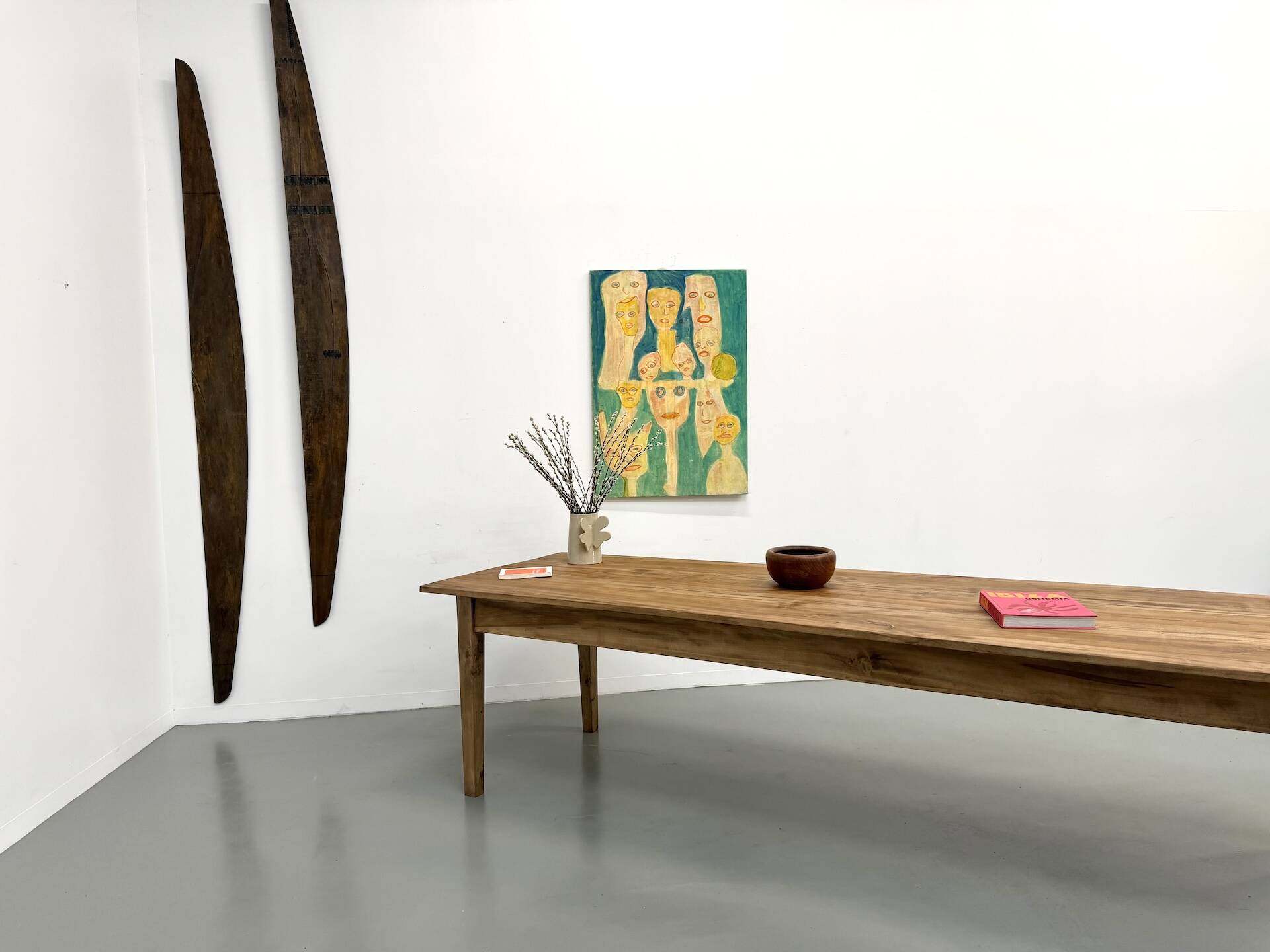 XXL solid walnut table with tapered legs