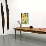 XXL solid walnut table with tapered legs