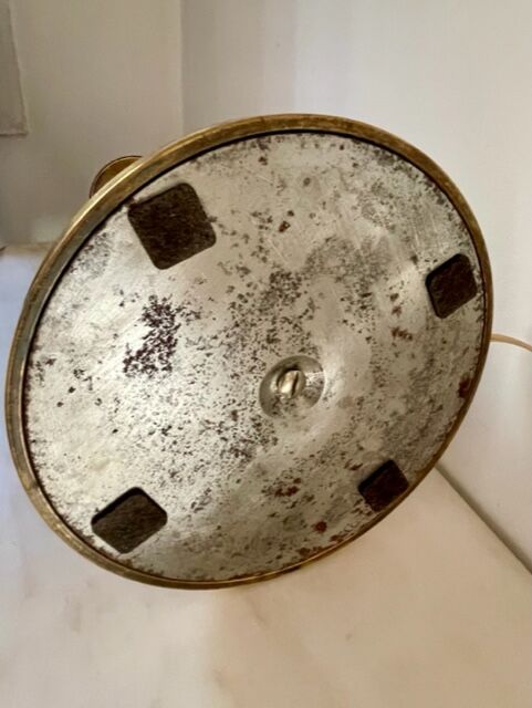Vintage lamp Roche Bobois brass / wood veneer