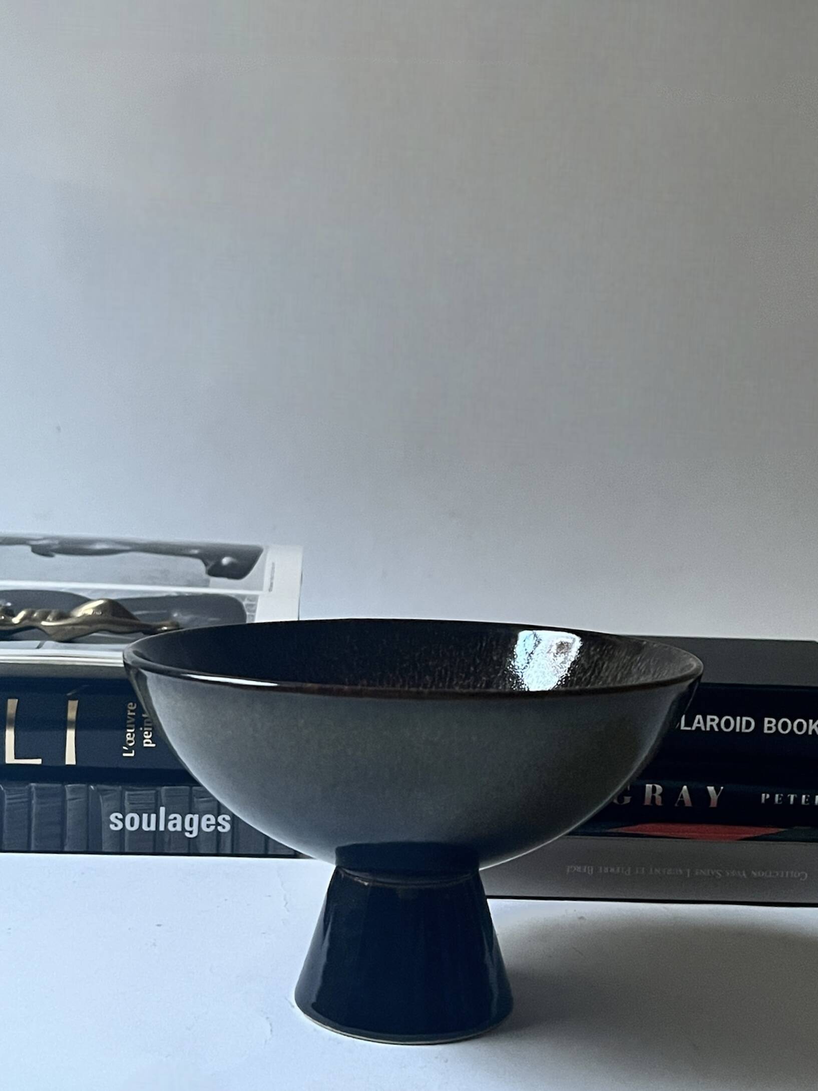 Footed ceramic glazed catchall, French design circa 1970.