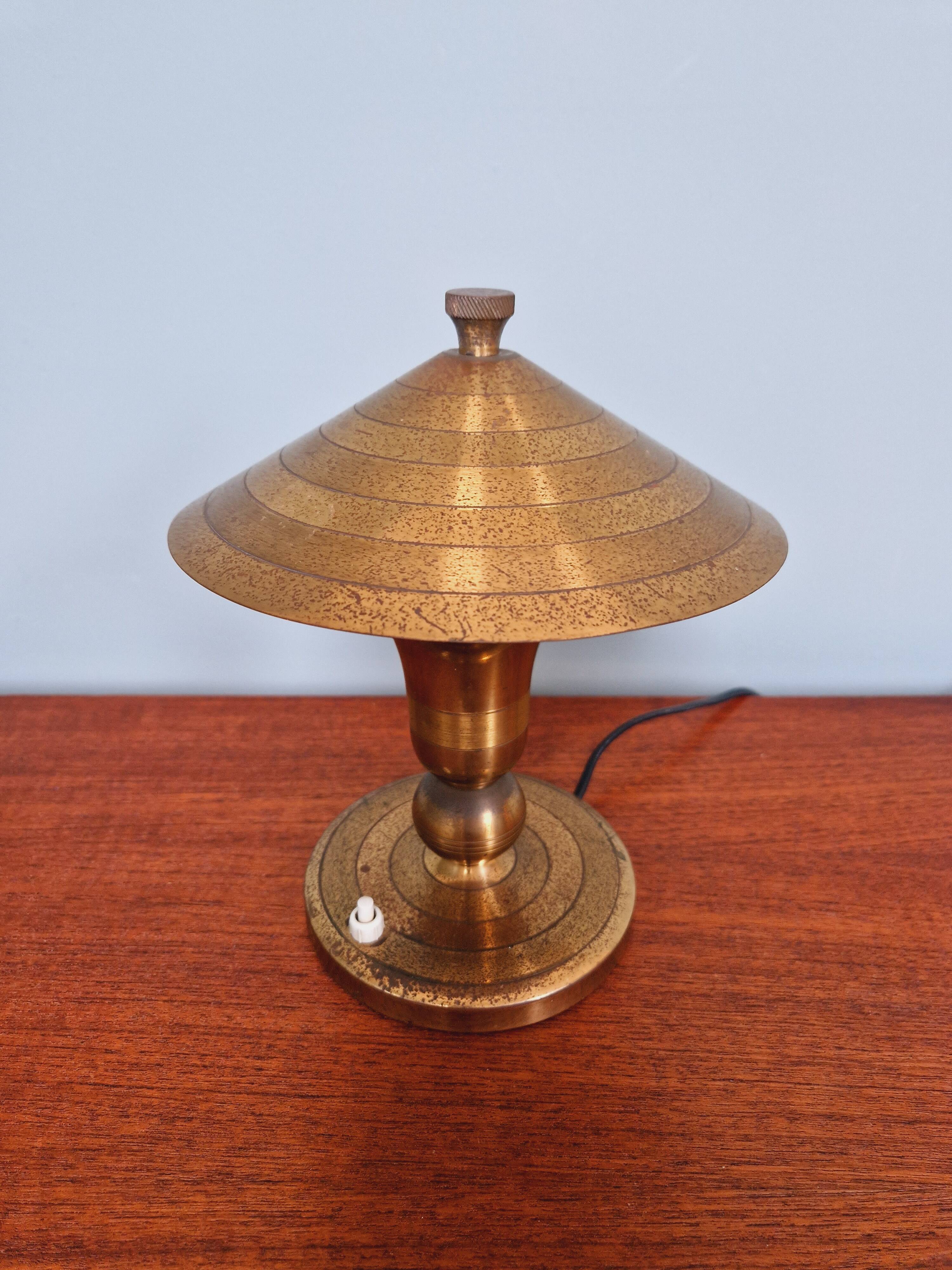 Lampe Art Déco en laiton, années 1920-30