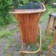 Vintage rattan bar with 1960s earthenware tile decor with 2 stools