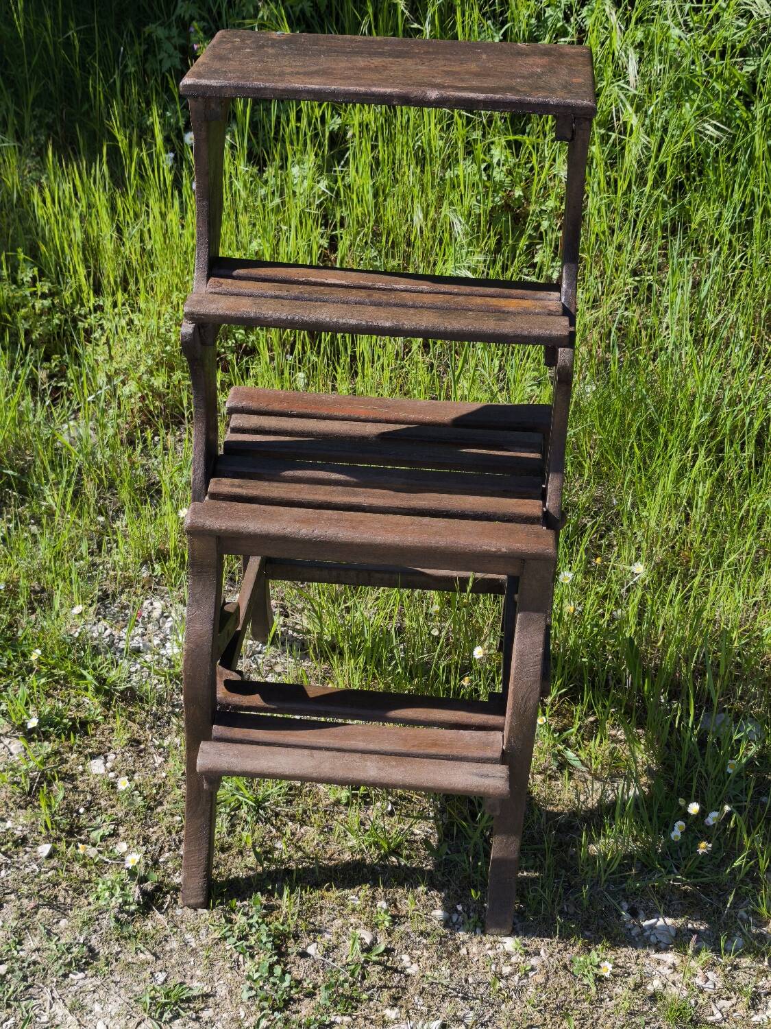 Chair, library step stool