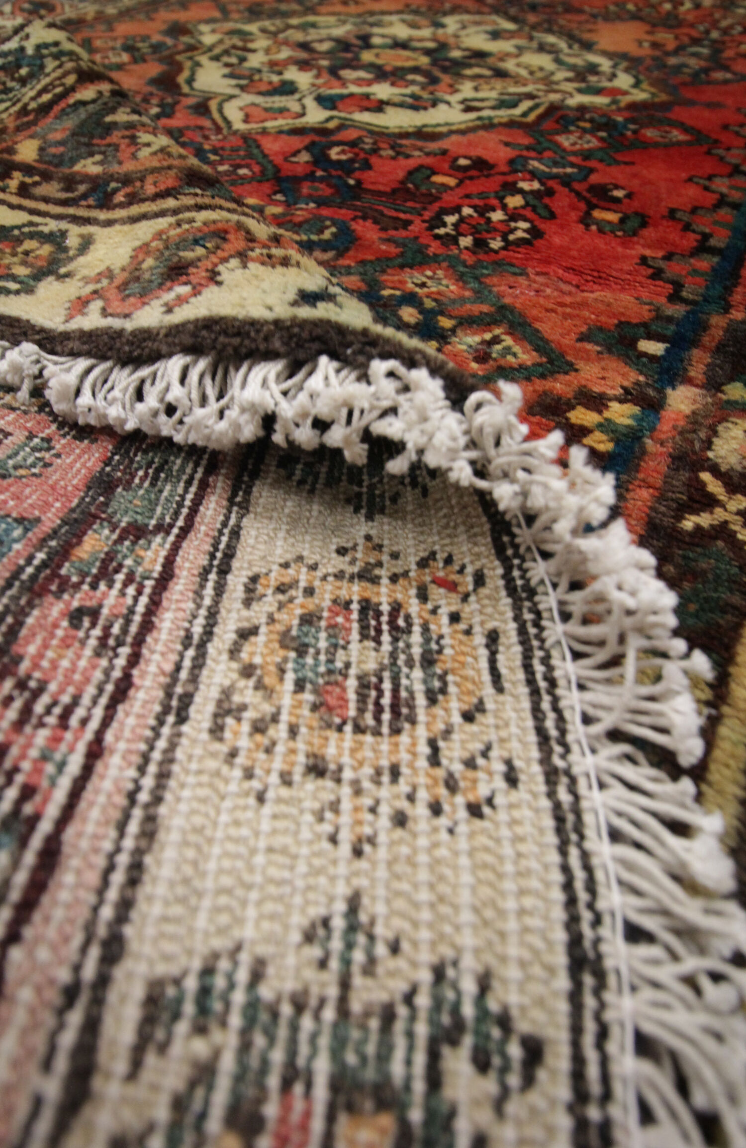 Traditional Rust Wool Area Rug Handmade Oriental Design Carpet- 94x240cm