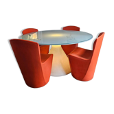 Table lumineuse ED et 4 chaises Zoe – Slide, design Guglielmo Berch