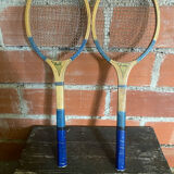 Paire de raquettes de tennis anciennes Majestic en bois, années 50
