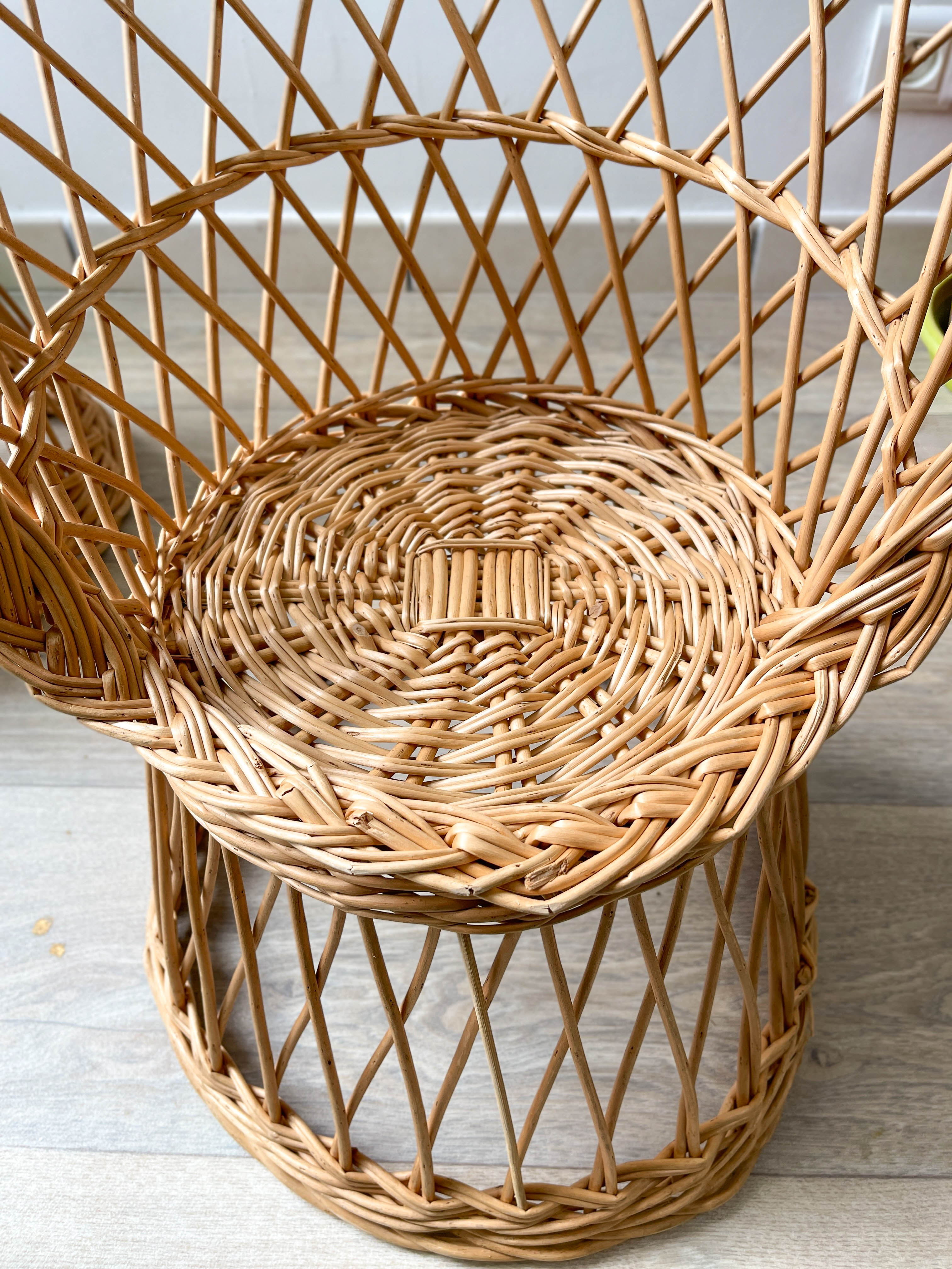 Pair of vintage rattan children's armchairs