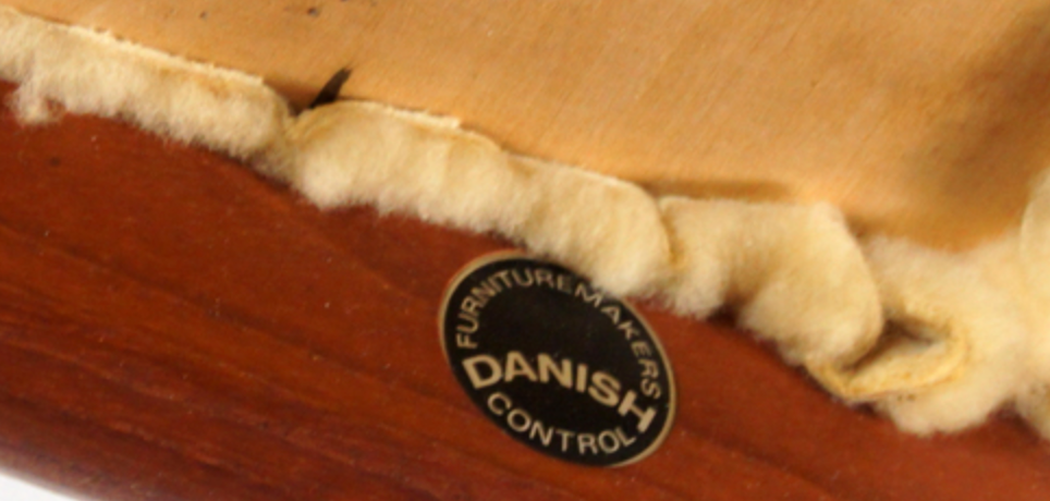 Tabouret en teck laine style danois retro années 60