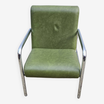 Fauteuil vintage en Skaï vert