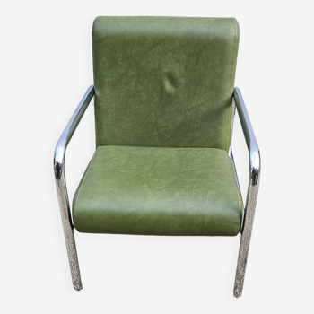 Vintage armchair in green Skai