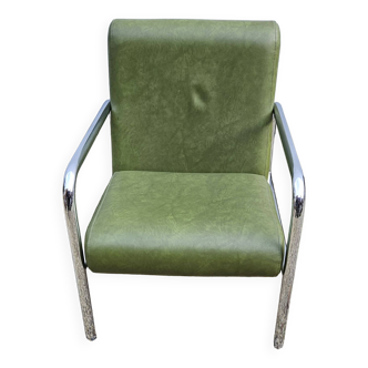 Vintage armchair in green Skai