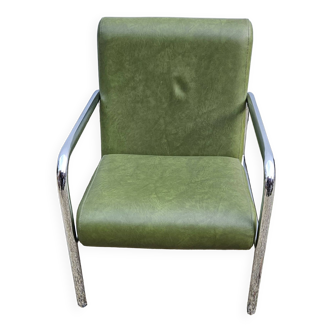 Fauteuil vintage en Skaï vert