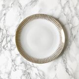 Six white and gold porcelain dessert plates