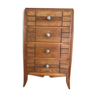Small dresser - storage unit 4 drawers vintage art deco style with zinc handles