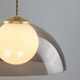 Space-age Italian Brass, Opaline and Plexiglass Pendant Lamp