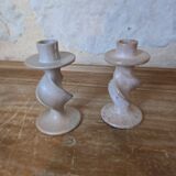 Vintage Soapstone Twisted Candlestick Duo?
