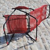 Pair of folding lounge chairs scoubidou vintage 60s