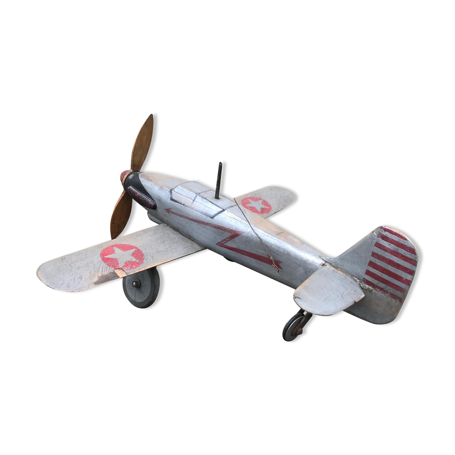 Avion jouet en bois vintage
