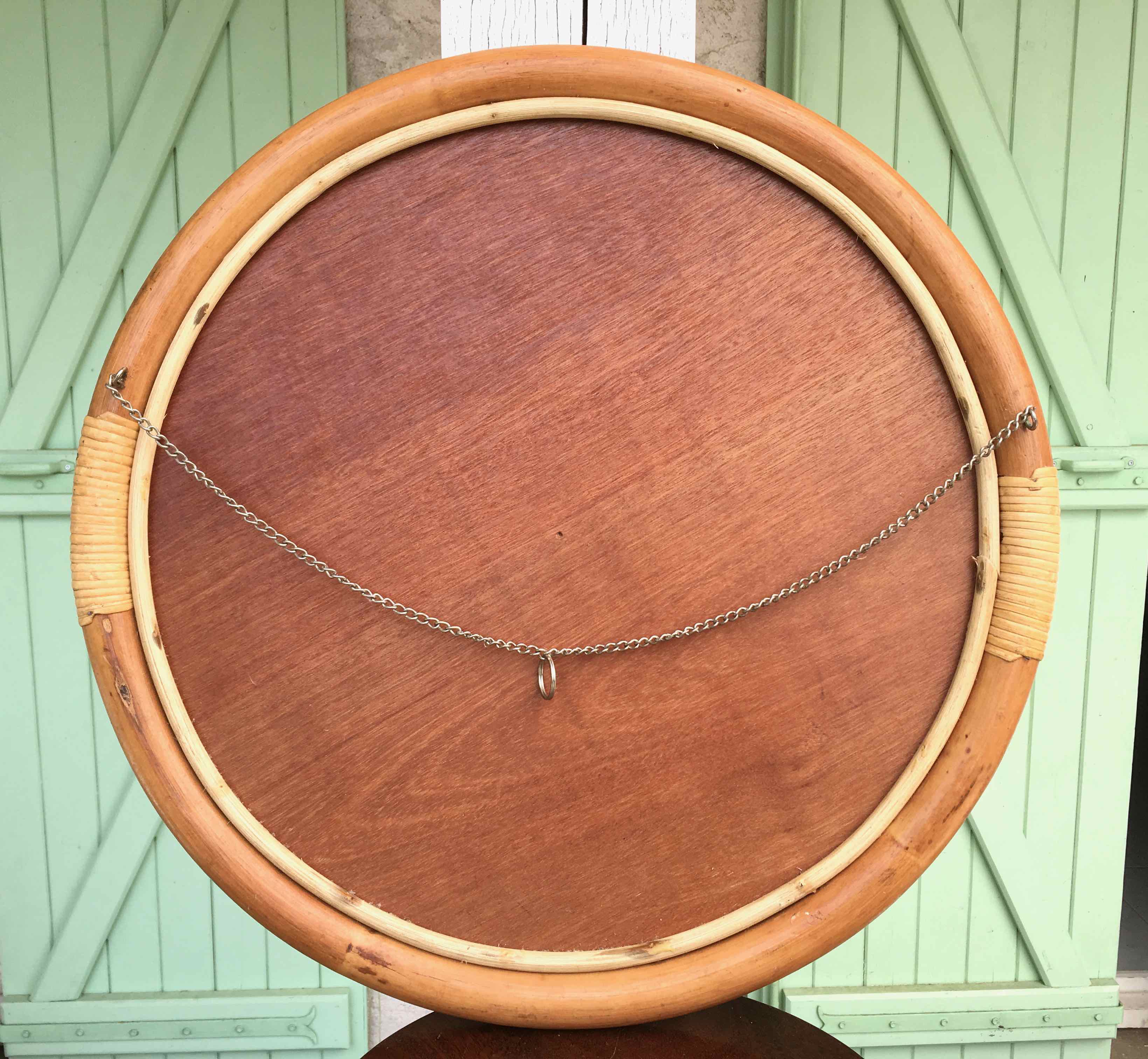 Miroir rond cadre bois clair 55cm