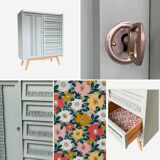 Wardrobe chest of drawers vintage compass feet 1950