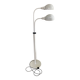 Lampadaire blanc sur pied avec bras rotatifs et abat-jours.