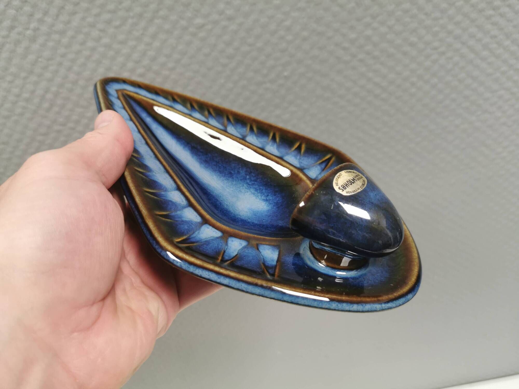 Søholm wall candlestick made of ceramic in blue colors 1960s