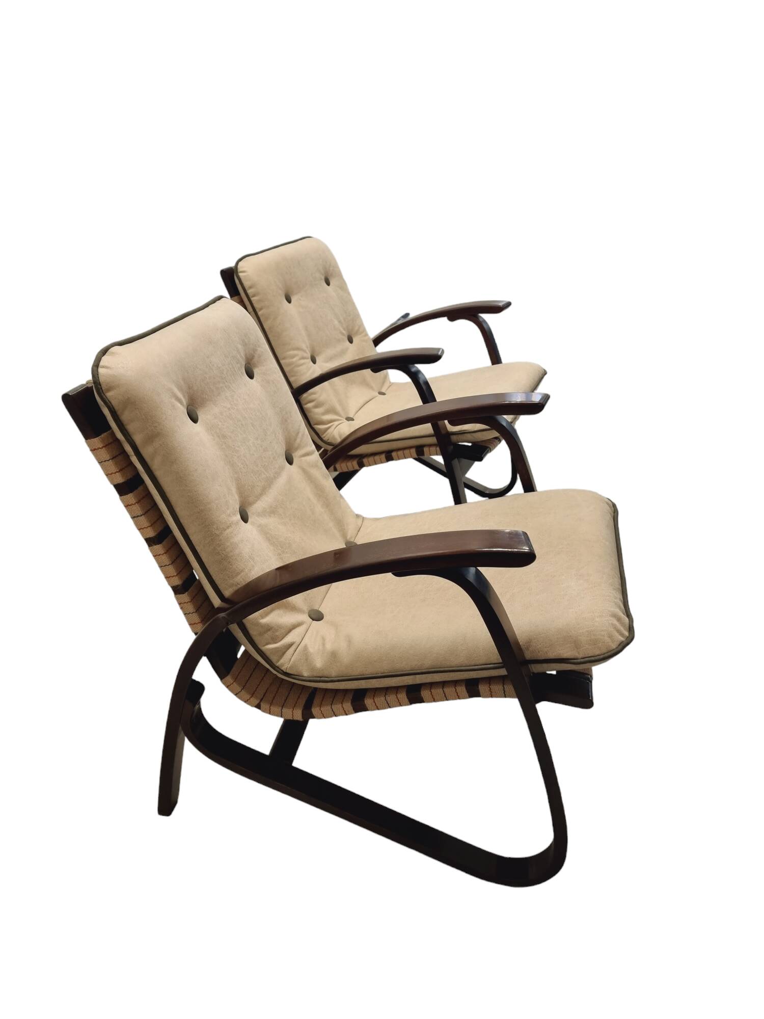 Pair of Iconic Art Deco lounge chairs by Jan Vanek, 1930s Czechoslovakia