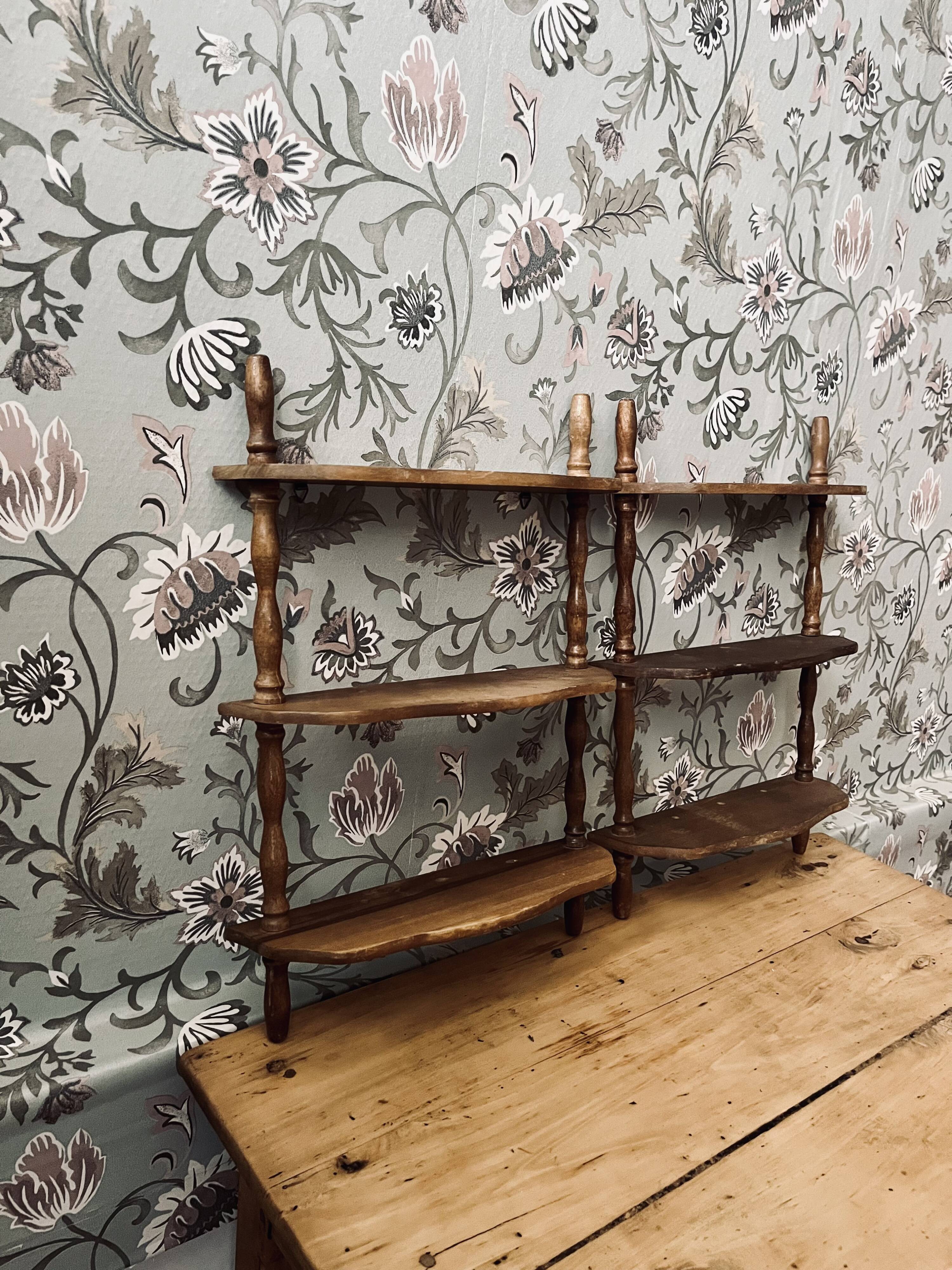 Pair of antique wooden shelves