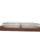 Service set, brown teak wood, clear glass, Denmark, 1970s.