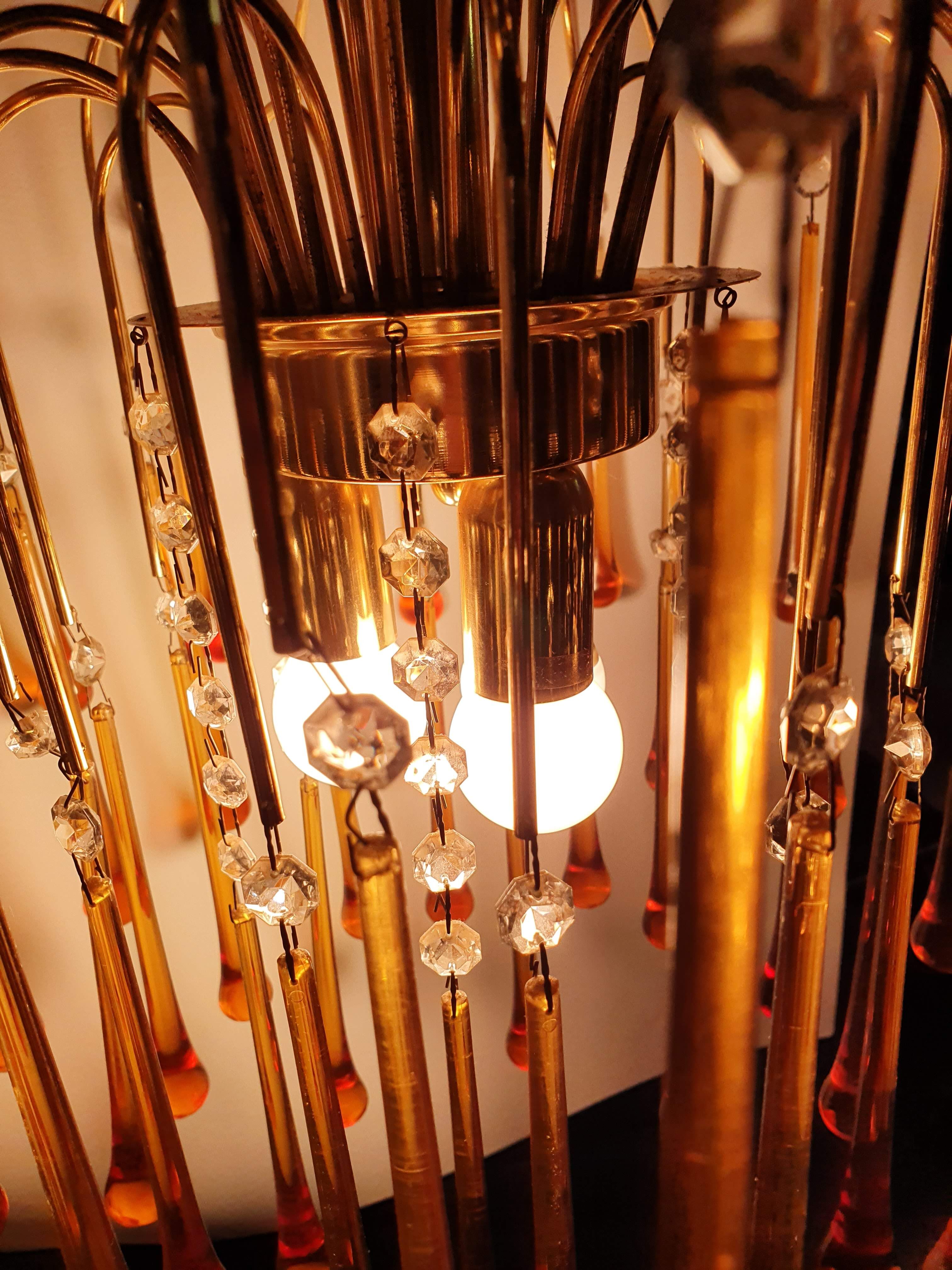 Orange water drop chandelier 70s