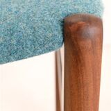 Reupholstered mid-century teak chair / Danish modern design / wool felt / 1960s