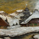 Alpine Table in carved and painted wood 23/32 cm