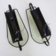Pair of vintage wall appliques in black metal and blue patterned glass. Year 70