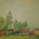 Huile sur toile campagne pastorale 1970