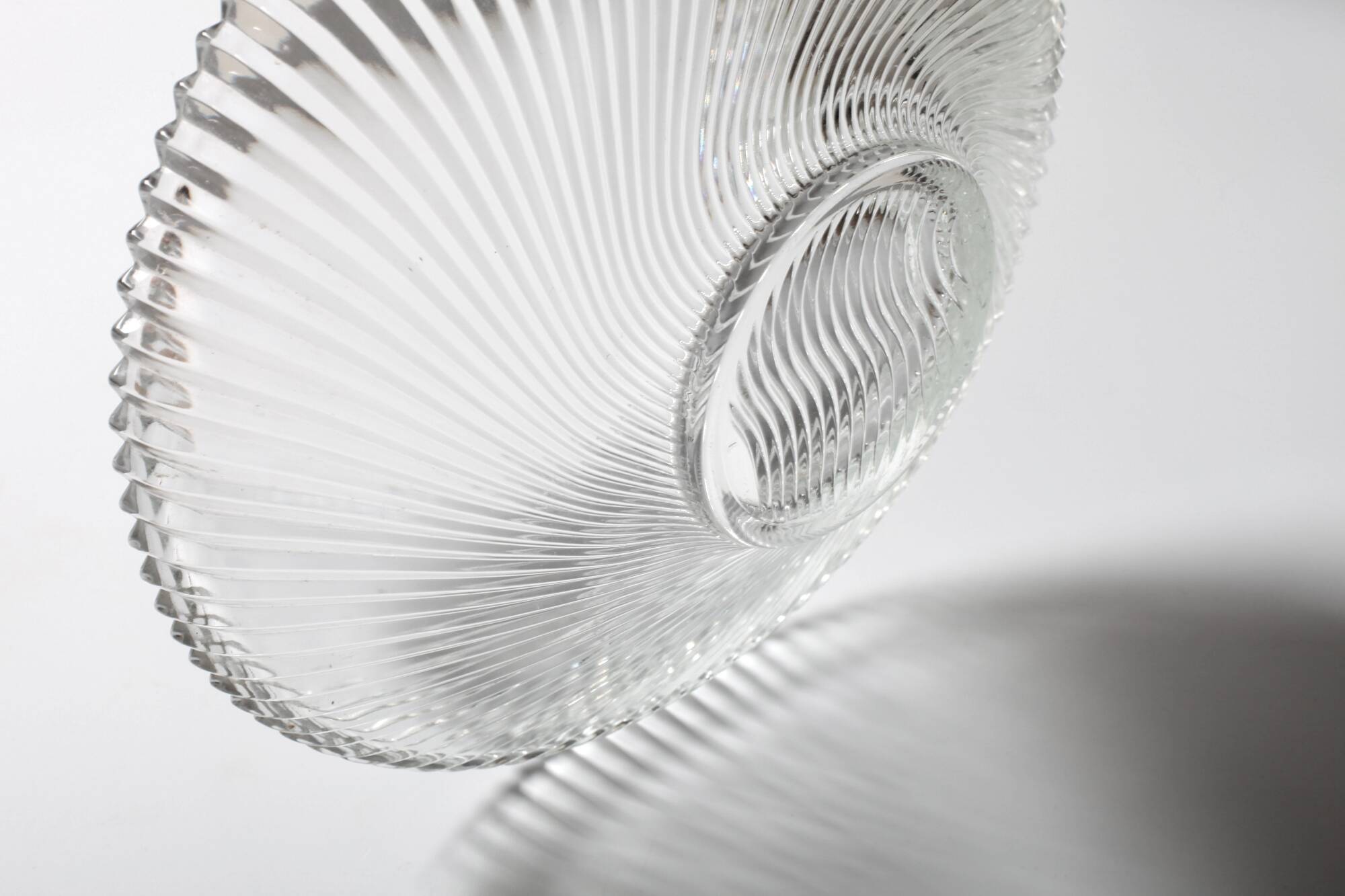 Vintage Clear Ribbed Glass Bowl / Stylish Heavy Platter by Veropa / 1970s