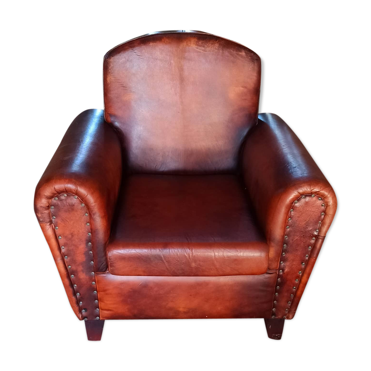 Club-style leather armchair